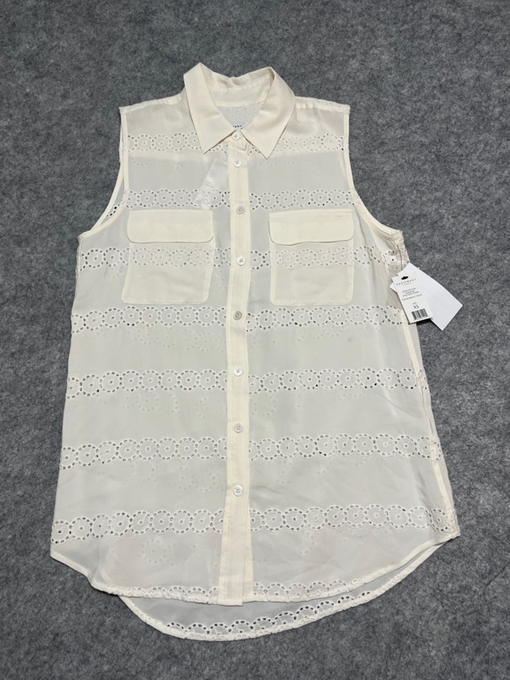 Equipment Cream Silk Button-Front Blouse